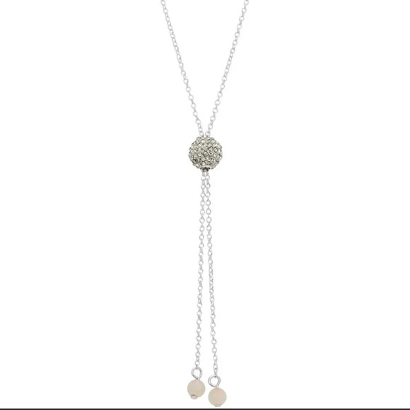 Rose Quartz Crystal Fireball Lariat Necklace Silver Plated - Picture 2 of 5